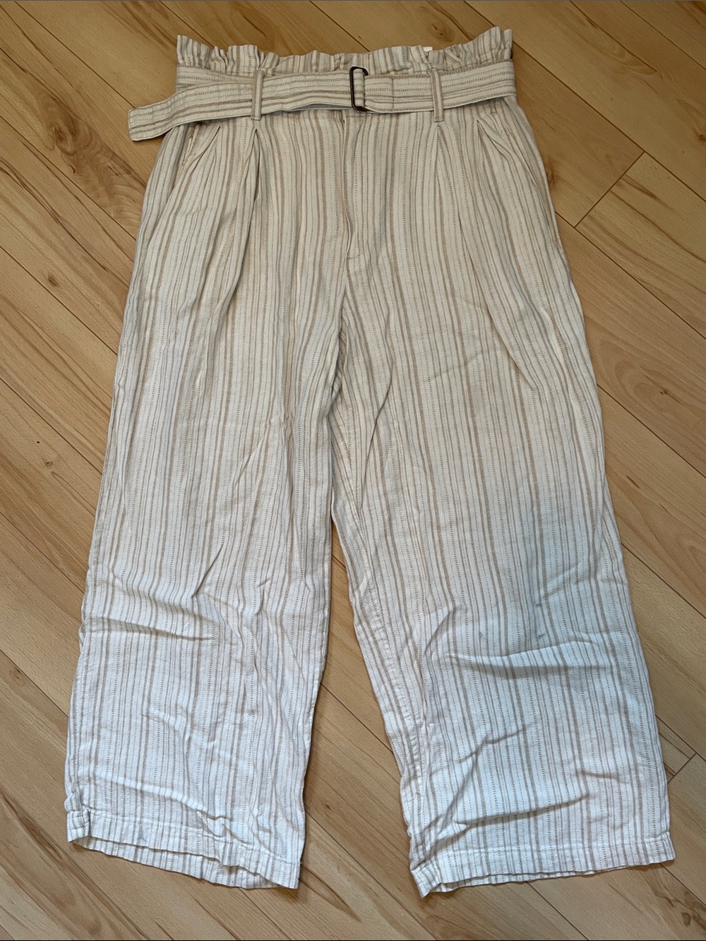 Banana Republic Women’s Sz 8 Petite Wide-Leg Striped Linen Blend Pants